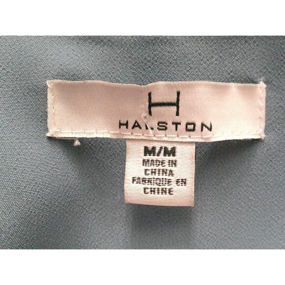 Halston Womens Dusk Blue Oversized Relaxed Full Zip Classic Basic Blouse Medium - Picture 5 of 7